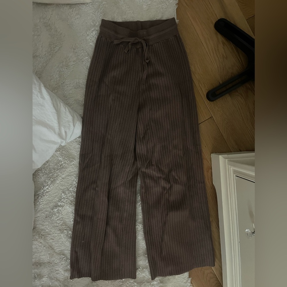Grey bandit brown knit flare pants